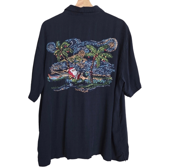 Tori Richard Other - Tori Richard | Silk Lyocell Embroidered Beach Santa Design Button Up Shirt Rare